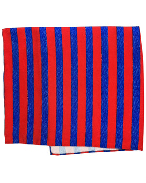 Kiton Silk Pocket Square Navy Red Stripes