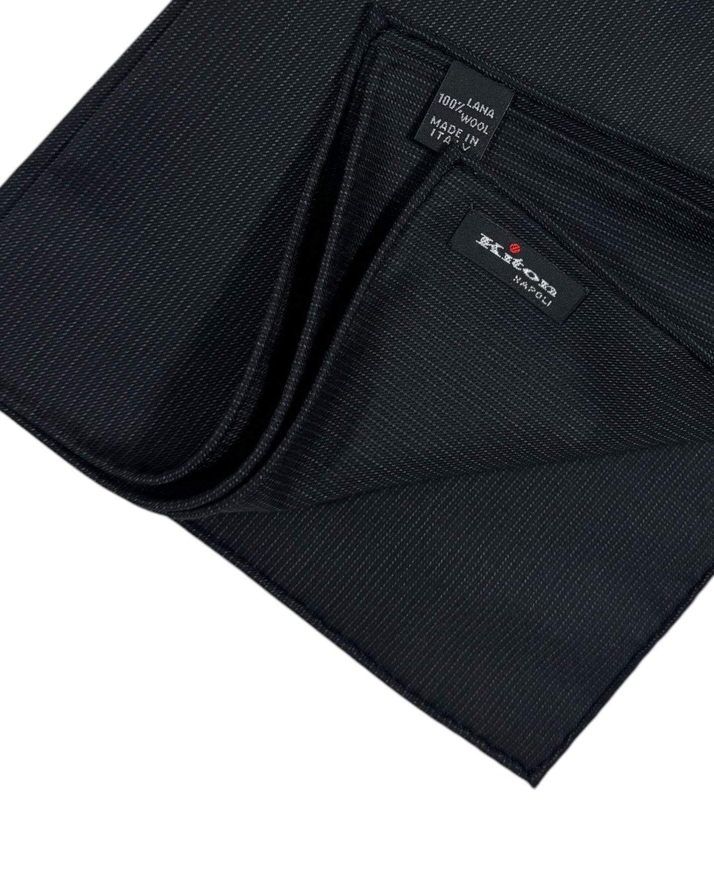 Kiton Wool Pocket Square Black Gray SALE