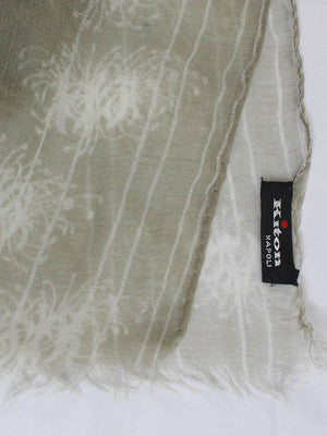 Kiton Scarf Gray Taupe White Floral Lightweight Silk SALE