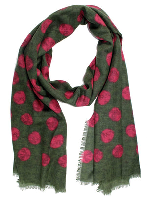 Kiton Cashmere Scarf Hot Pink Large Polka Dots