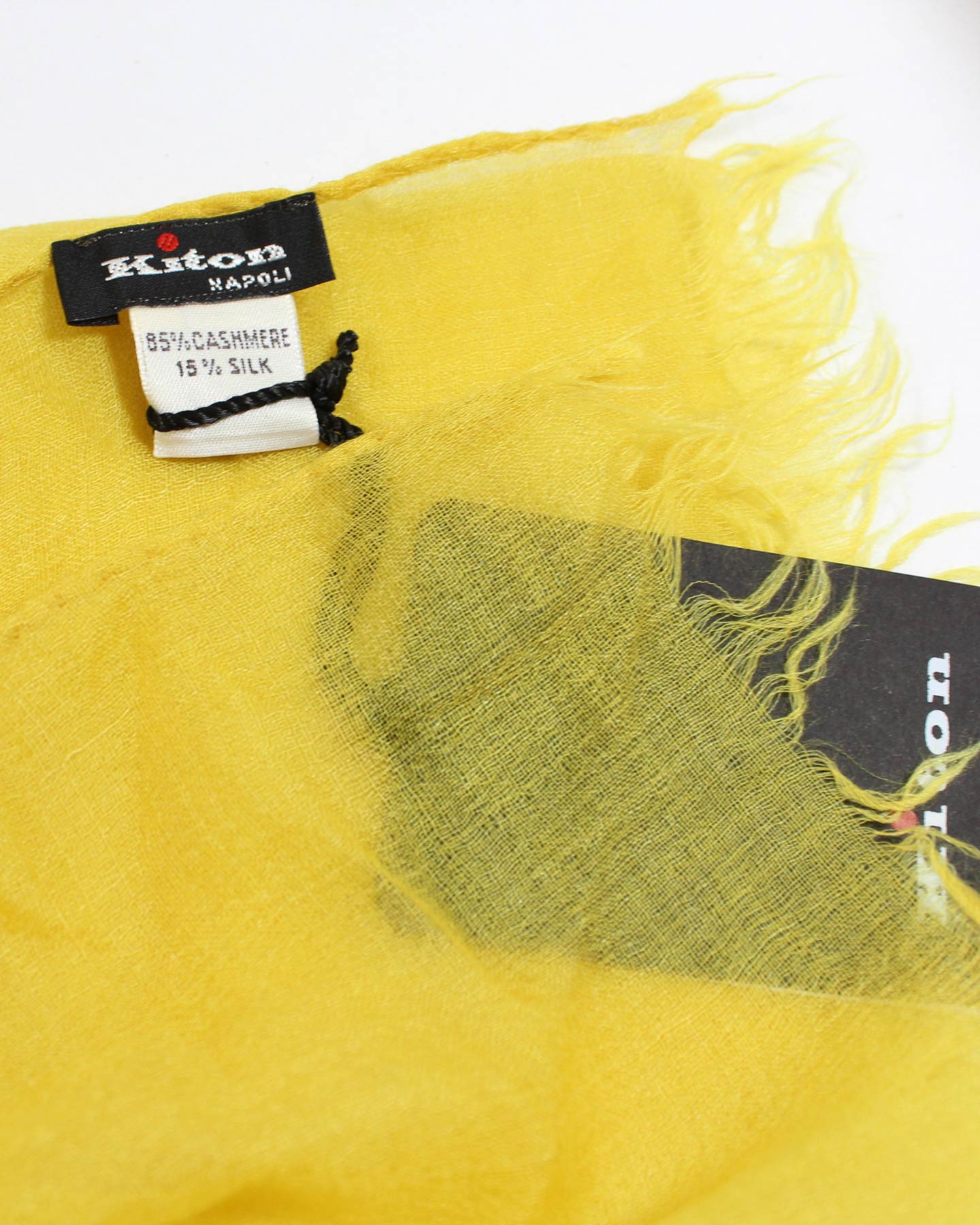Kiton Cashmere Silk Scarf Solid Yellow