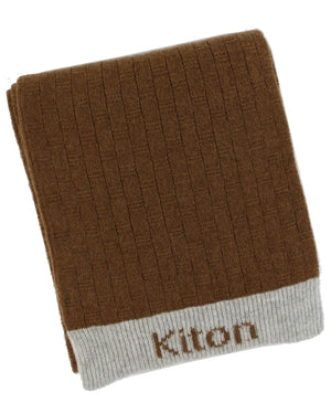 Kiton Cashmere Scarf Brown Pattern - Luxury Shawl