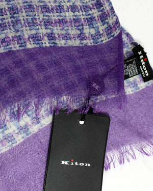 Kiton Scarf Purple Pattern - Luxury Cashmere Silk Shawl