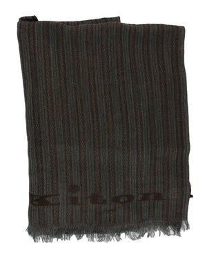 Kiton Cashmere Scarf Gray Brown 