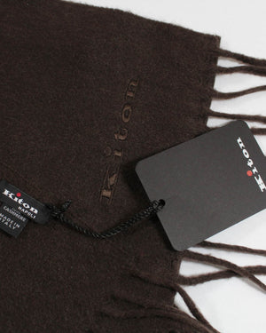 Kiton Cashmere Scarf Dark Brown New