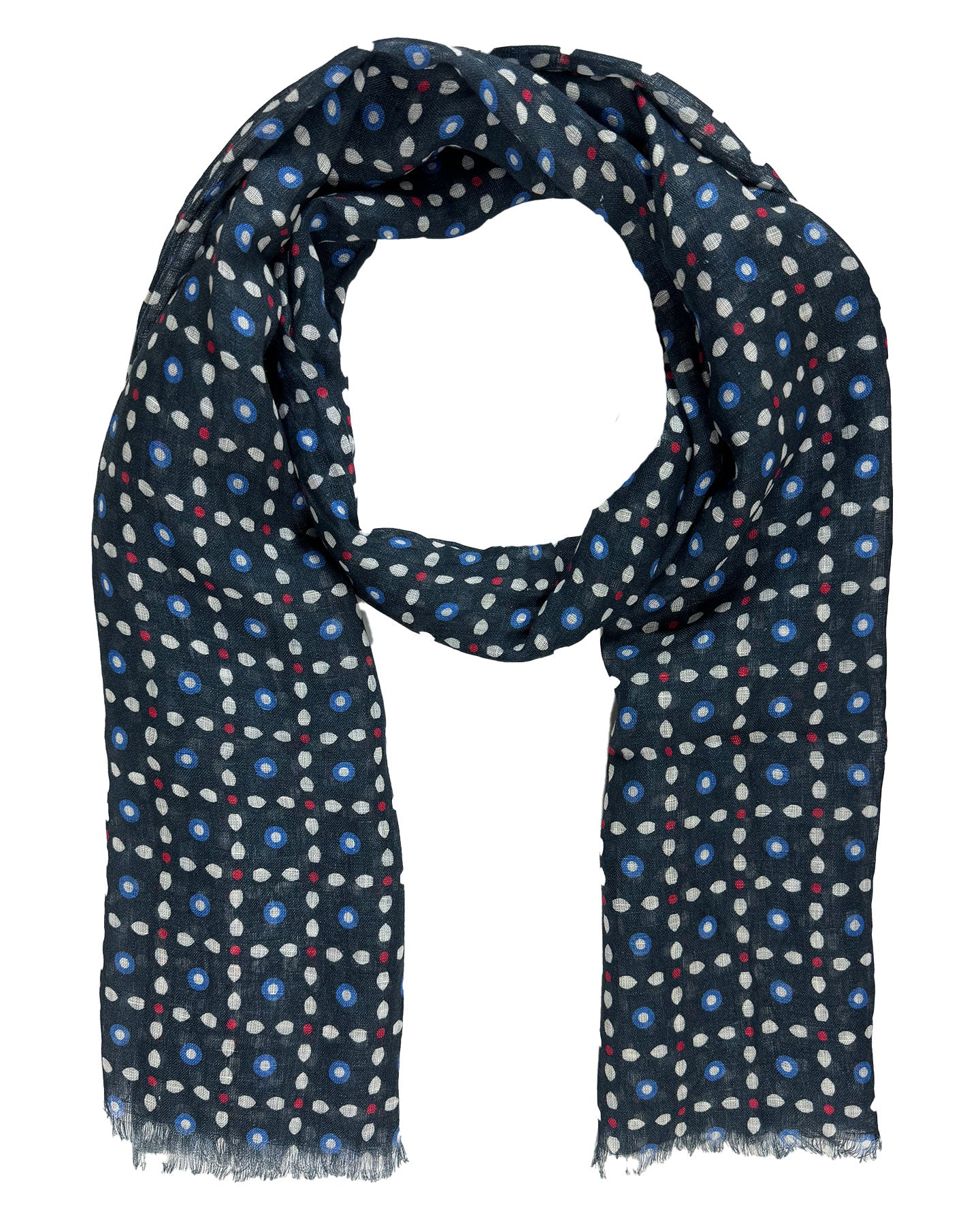 Kiton Scarf Navy Red Blue White Design