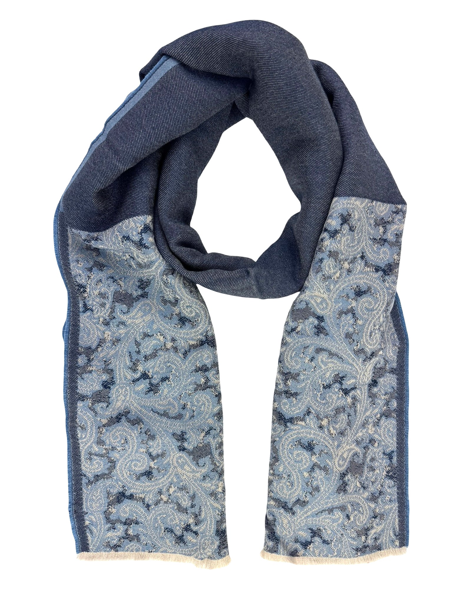Kiton Scarf Blue Gray - Cashmere Wool Silk Men Shawl SALE