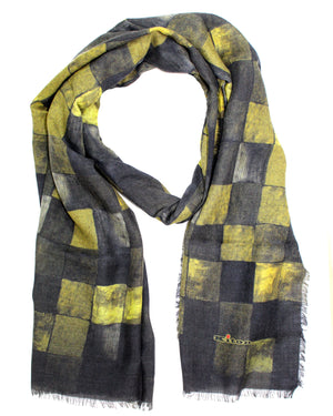 Kiton Cashmere Scarf Forest Green Olive Squares