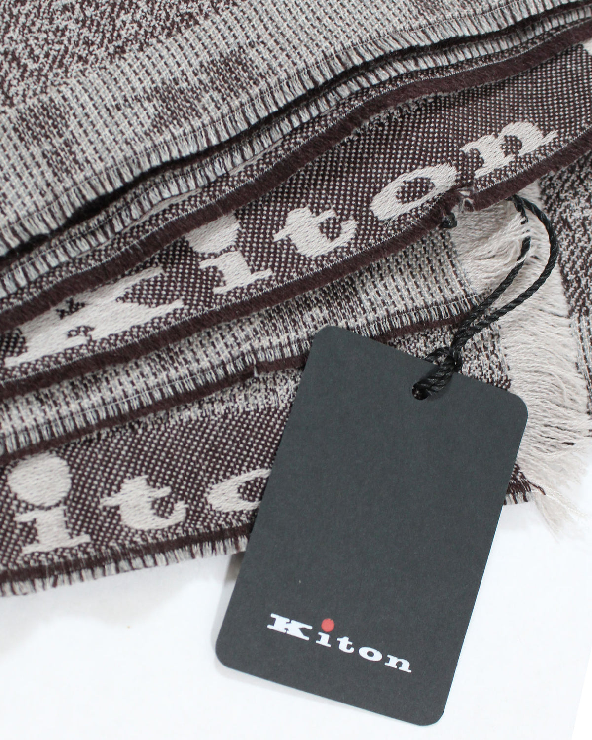 Kiton Scarf Brown Gray - Men Cashmere Wool Silk Shawl
