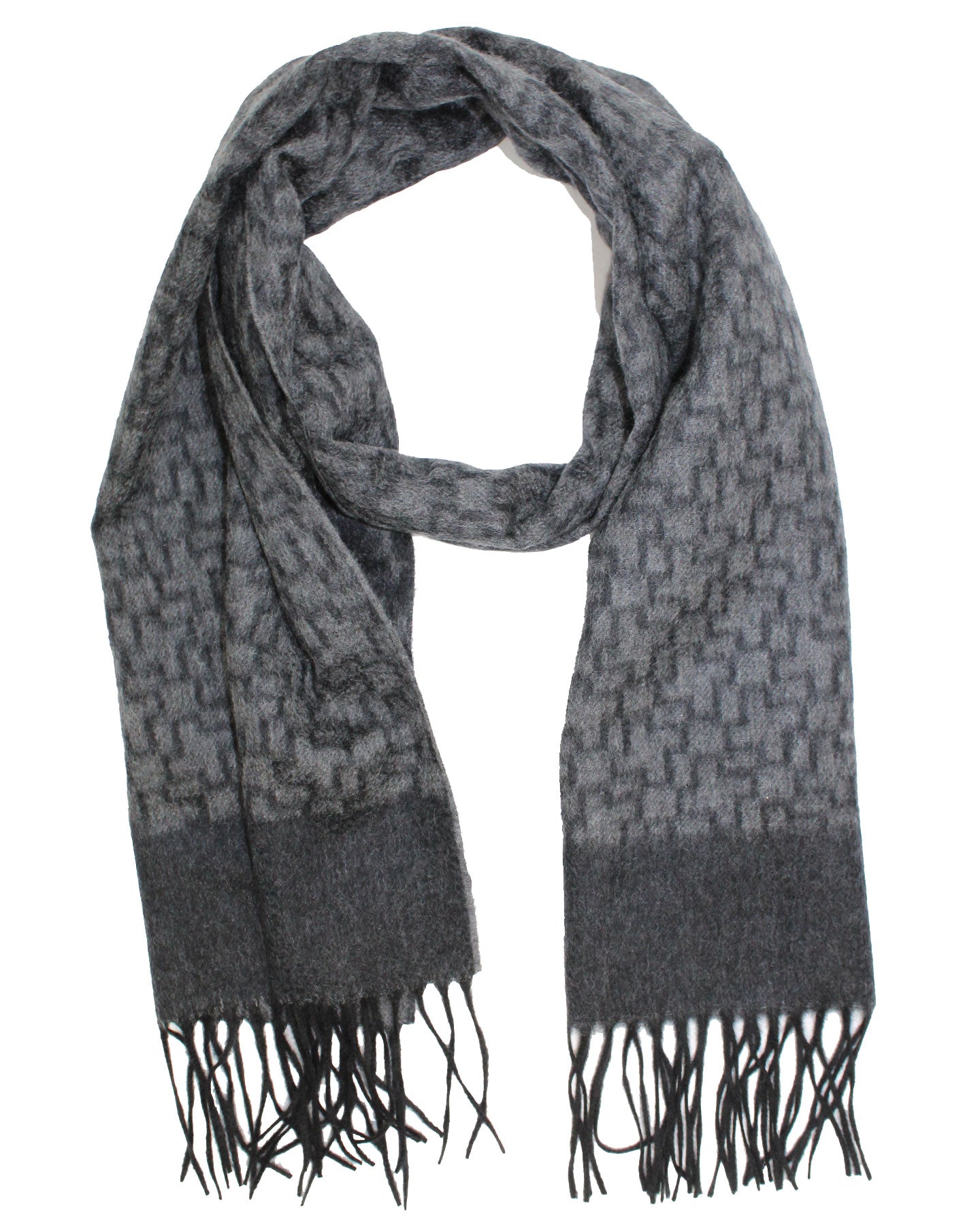 Kiton Cashmere Scarf Gray Black - Men Luxury Shawl