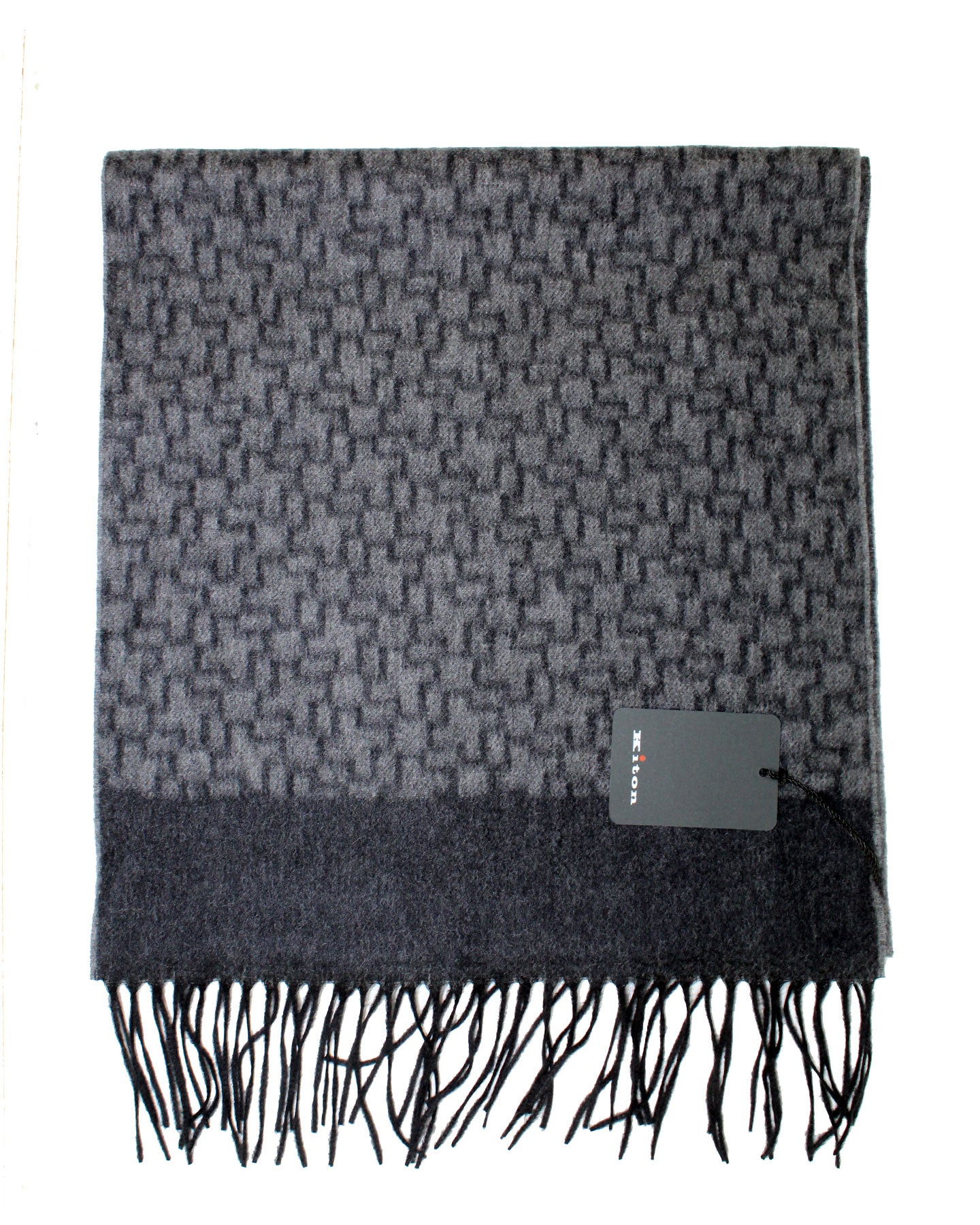 Kiton Cashmere Scarf Gray Black - Men Luxury Shawl