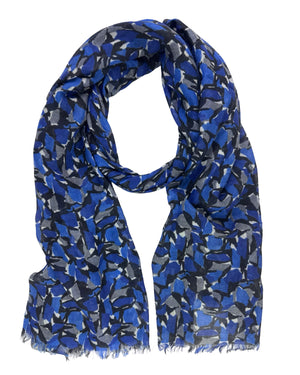 Kiton Cashmere Scarf Royal Blue Gray Floral