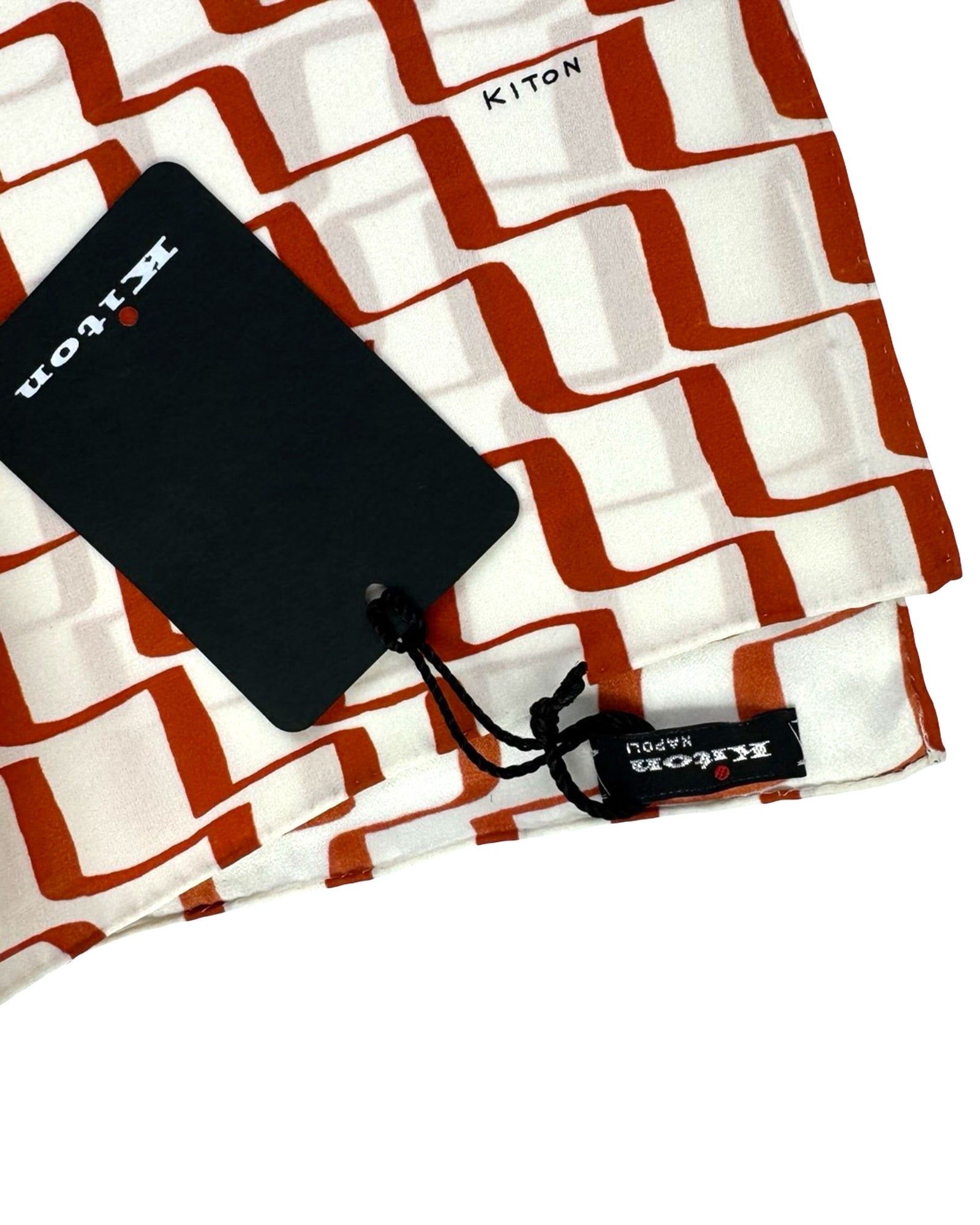 Kiton Scarf White Brown Design
