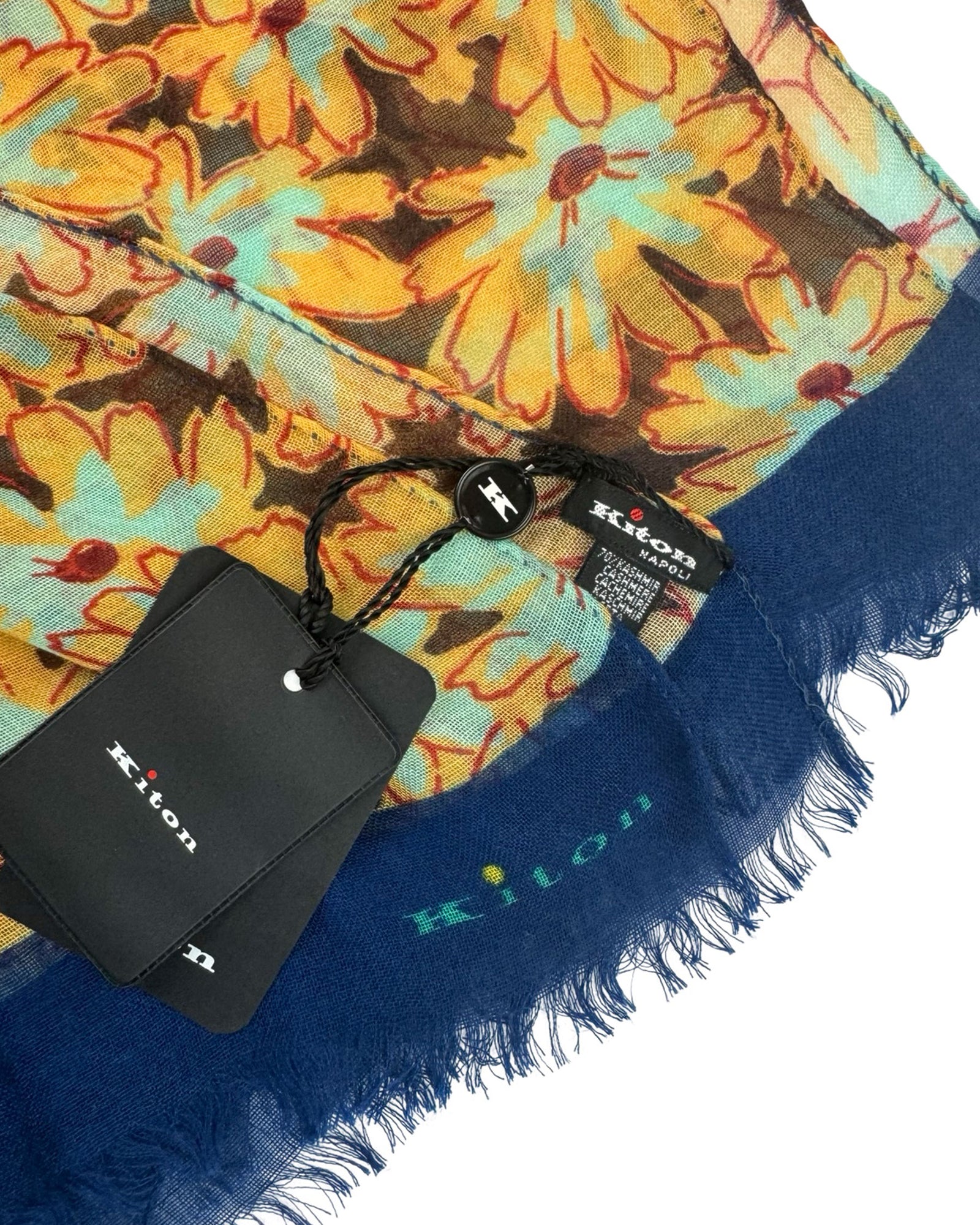 Kiton Scarf Floral - Cashmere Silk Shawl