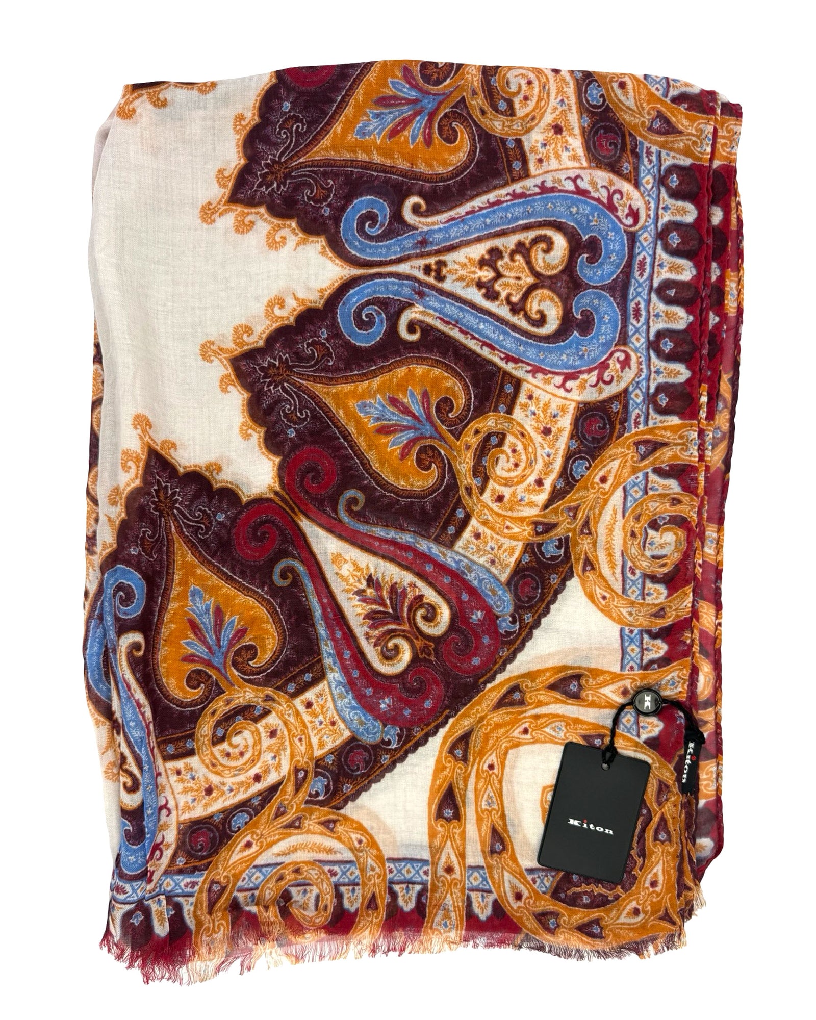Kiton Scarf Ornamental Bordeaux - Cashmere Modal Shawl