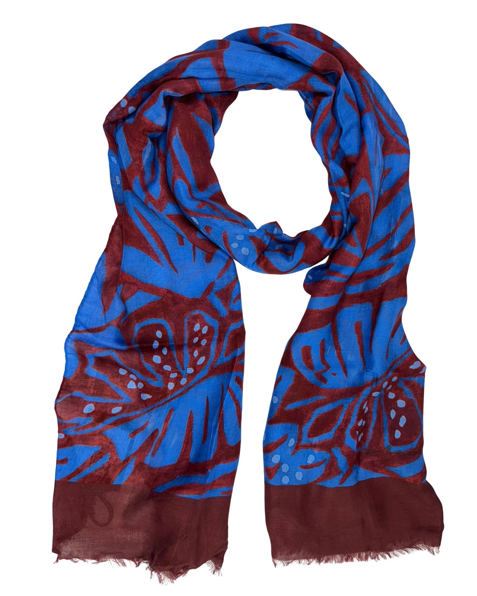Kiton Scarf Royal Blue Bordeaux - Luxury Men Shawl