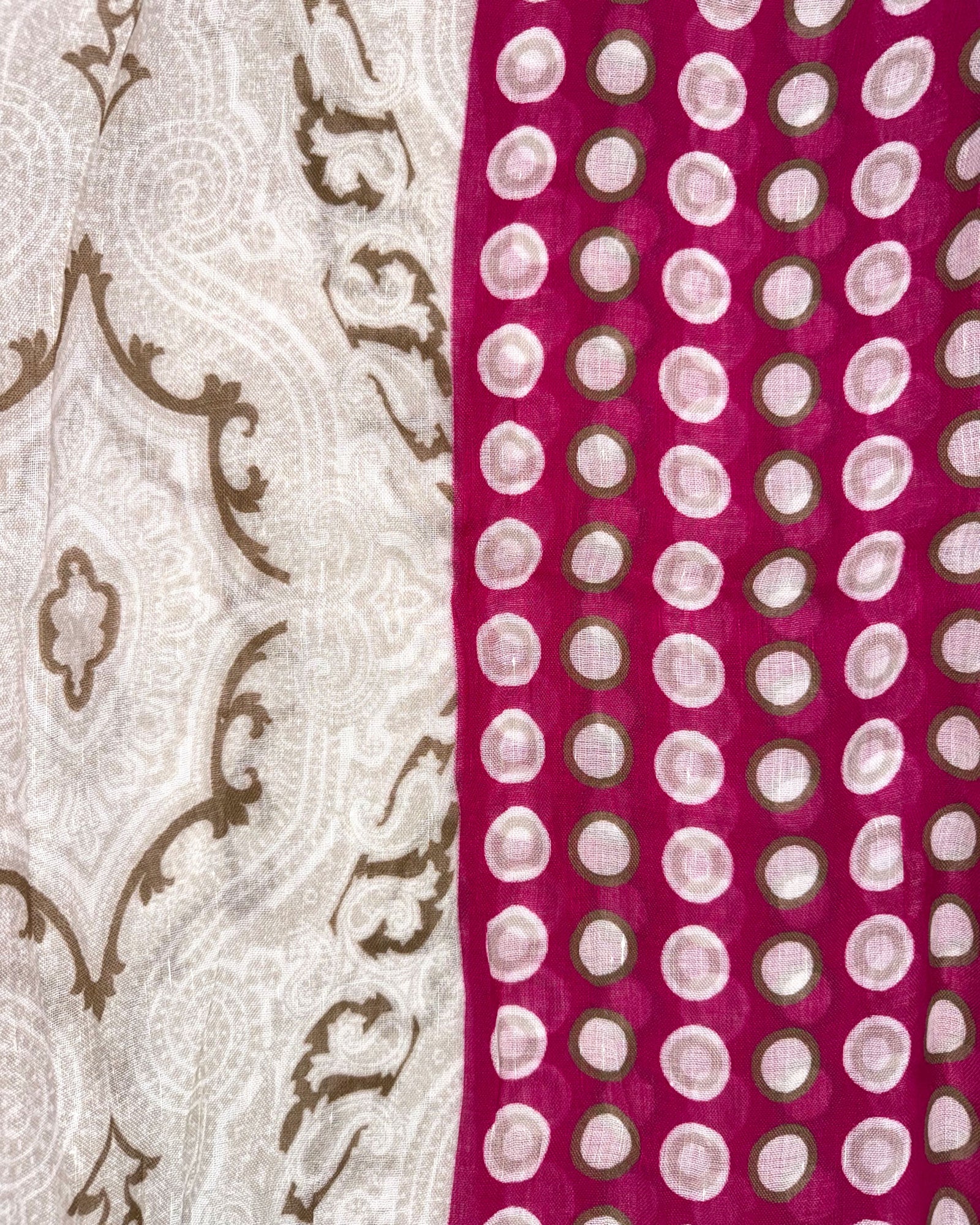 Kiton Scarf Hot Pink Dots & Ornamental - Linen Men Shawl