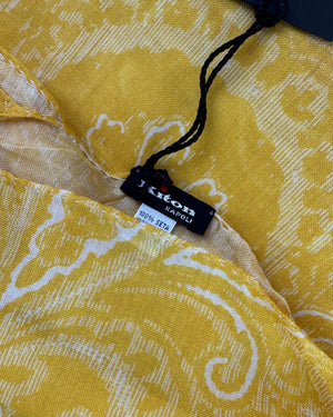 Kiton Scarf Yellow White Floral  Paisley - Luxury Men Shawl