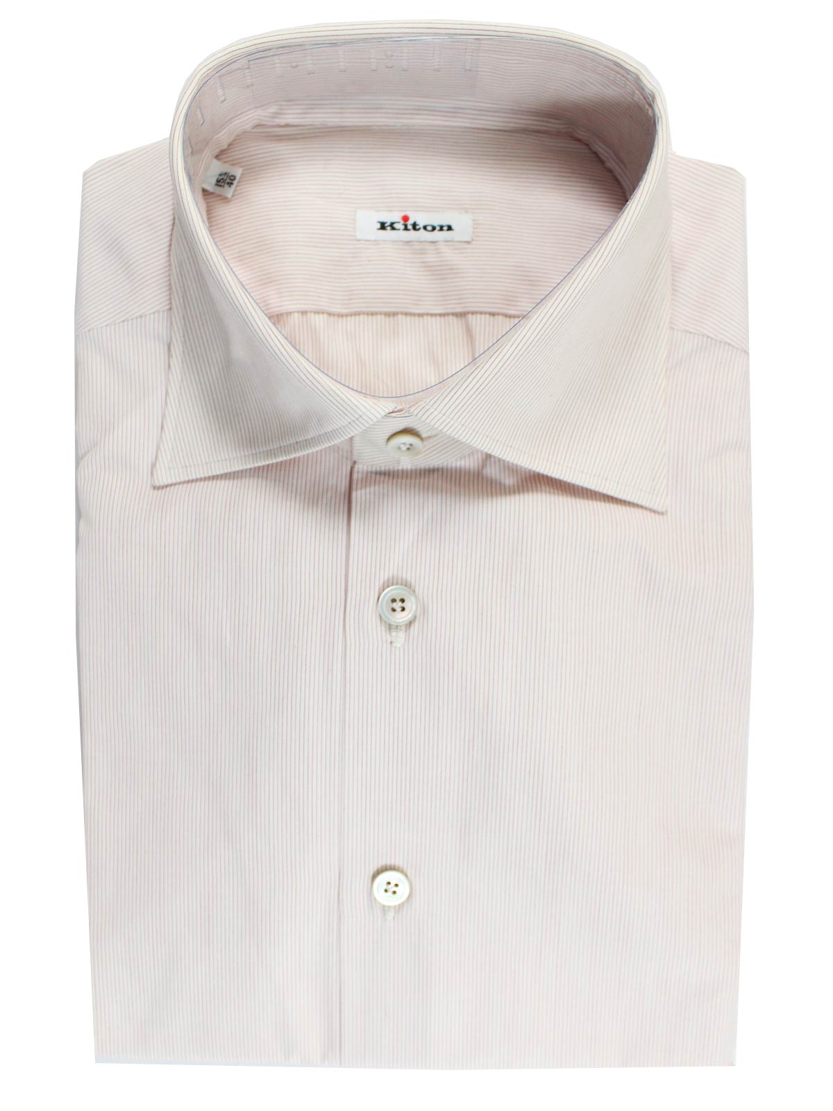 Kiton Dress Shirt White Bordeaux Stripes 40 - 15 3/4 SALE