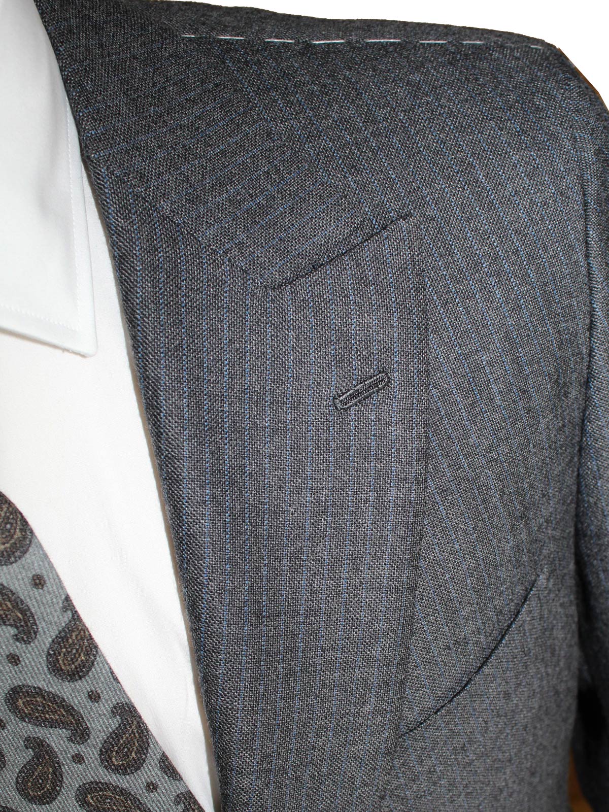 Kiton Wool Men Suit Gray Blue 2 Button Peak Lapel EUR 50 - US 40 R8 SALE