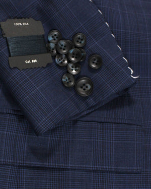 Kiton Suit Dark Blue Plaid