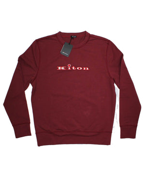 Kiton Logo Sweater Bordeaux Cotton 