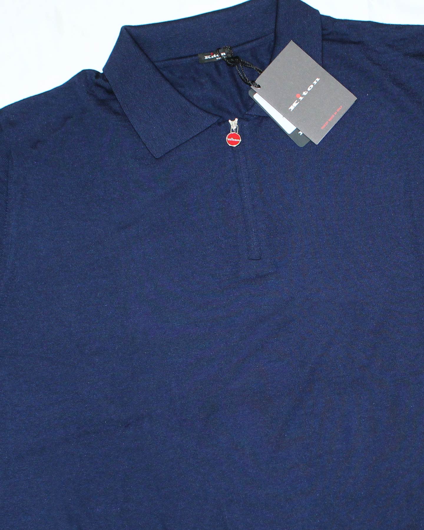 Kiton Sweater Dark Blue Cashmere Silk Quarter Zip Pullover 