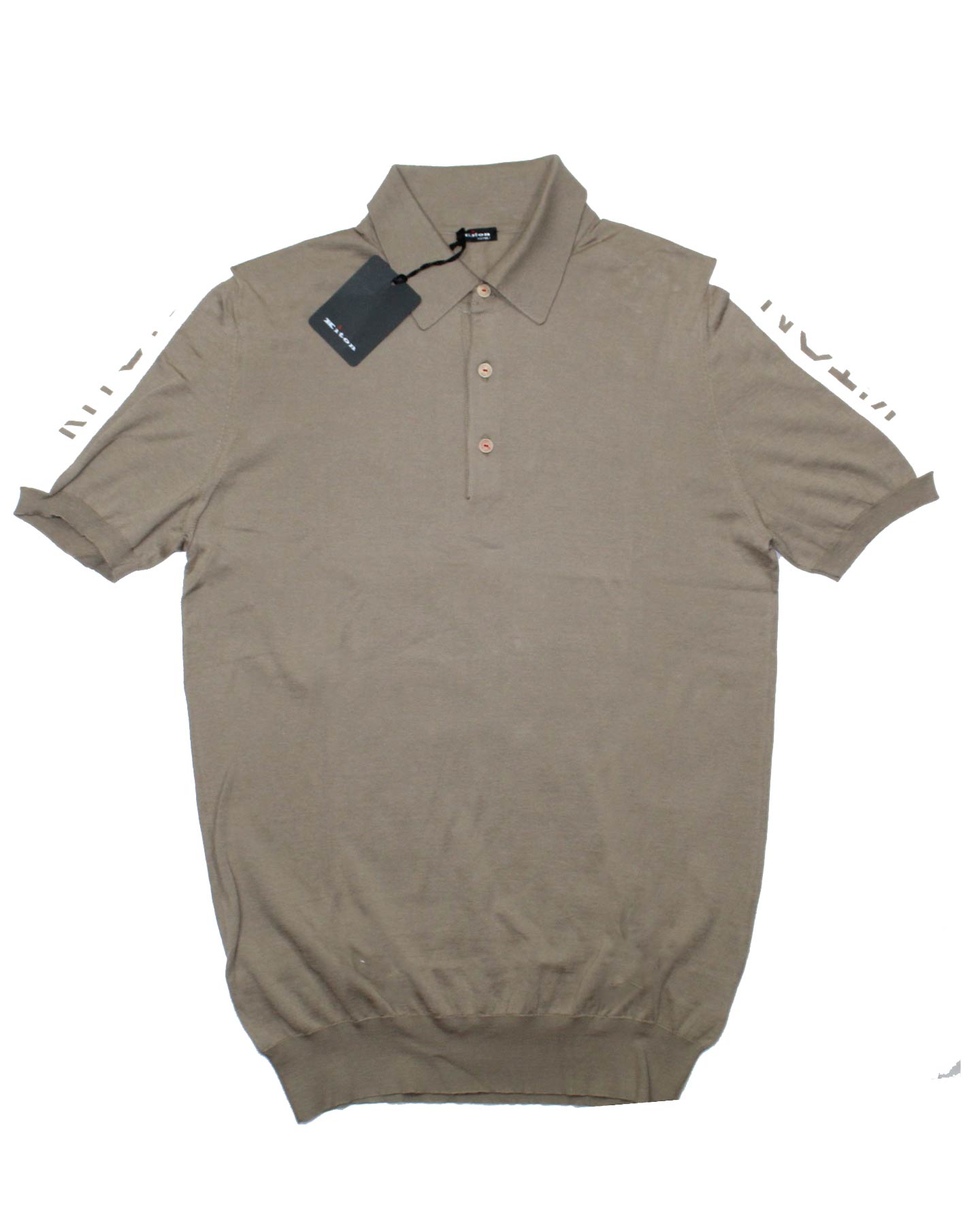 Kiton Polo Shirt Beige With White Logo Sleeve Detail EU 50/ M