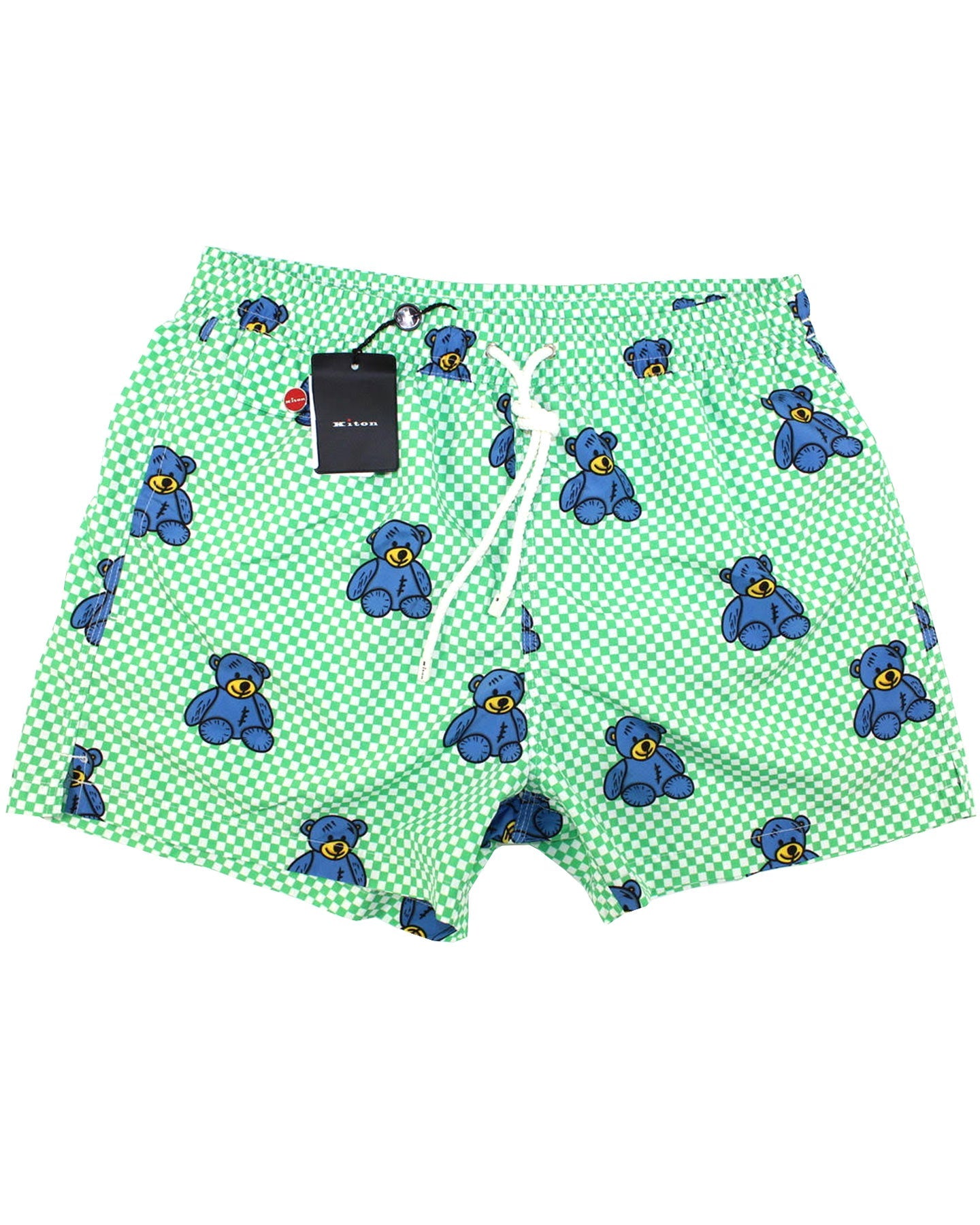 Kiton Swim Shorts M Green Teddy Bear Novelty - Men Swimwear