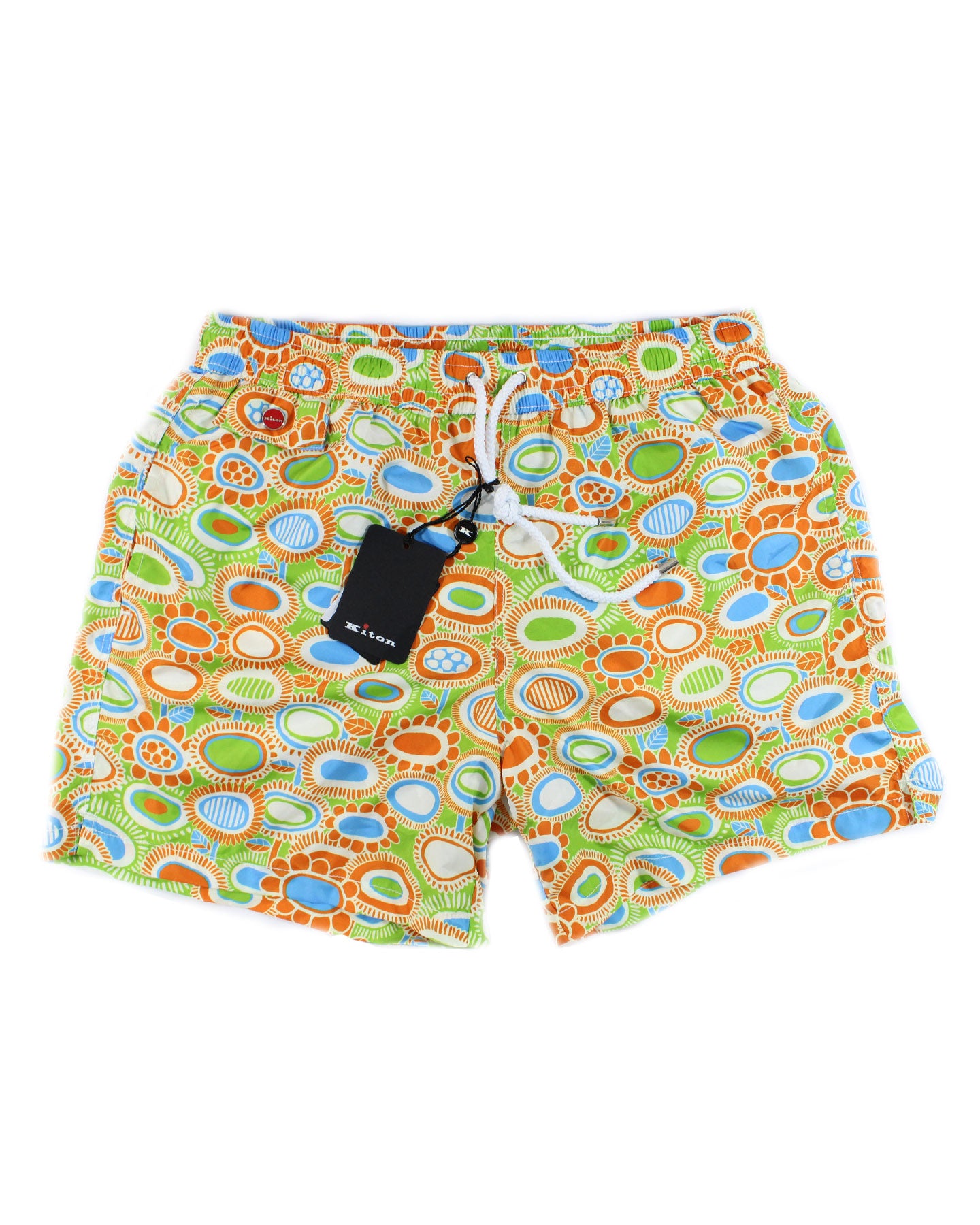 Kiton Swim Shorts L Lime Orange Design - Men Swimwear BLACK FRIDAY SALE