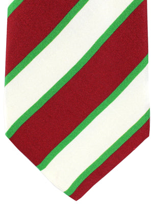 Kiton Tie Burgundy Green Stripes - Sevenfold Necktie