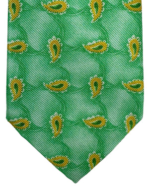 Kiton Silk Tie Green Paisley Design - Sevenfold Necktie