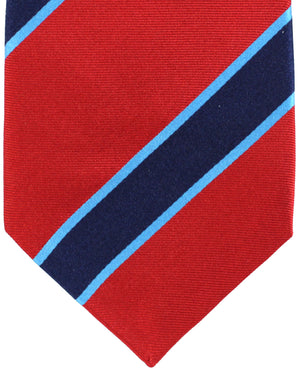 Kiton Tie Red Blue Stripes Design - Sevenfold Necktie