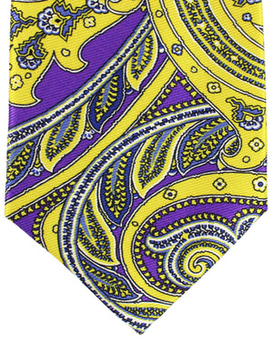 Kiton Tie Lime Purple Ornamental Design - Sevenfold Necktie