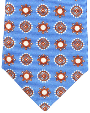 Kiton Tie Blue Rust Brown Geometric Design - Sevenfold Necktie
