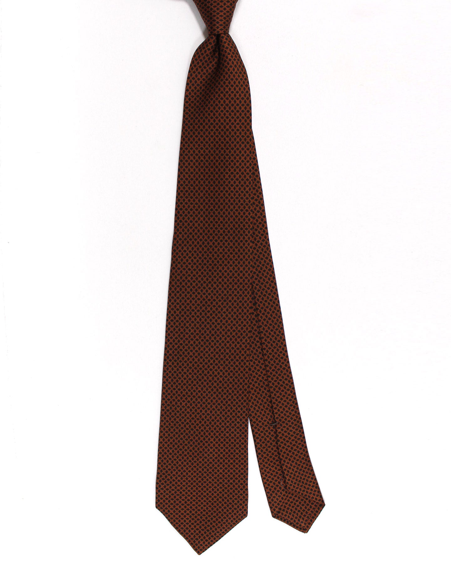 Kiton Silk Tie Brown Black Grid Design - Sevenfold Necktie