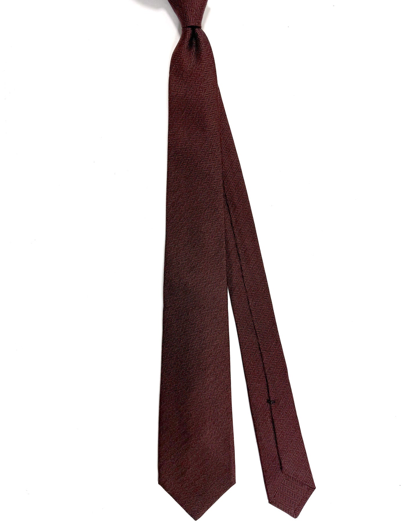 Kiton Silk Tie Brown Black Herringbone - Sevenfold Necktie