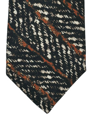 Kiton Silk Tie Dark Brown Herringbone Stripes Design - Sevenfold Necktie