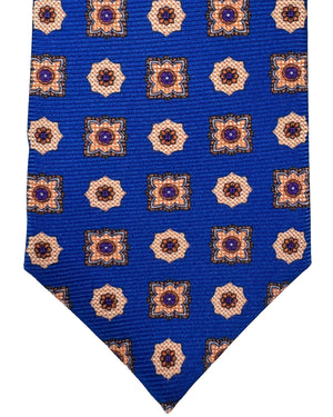 Kiton Tie Royal Blue Orange Floral - Sevenfold Necktie