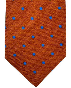 Kiton Tie Rust Brown Royal Blue Mini Dots - Sevenfold Necktie