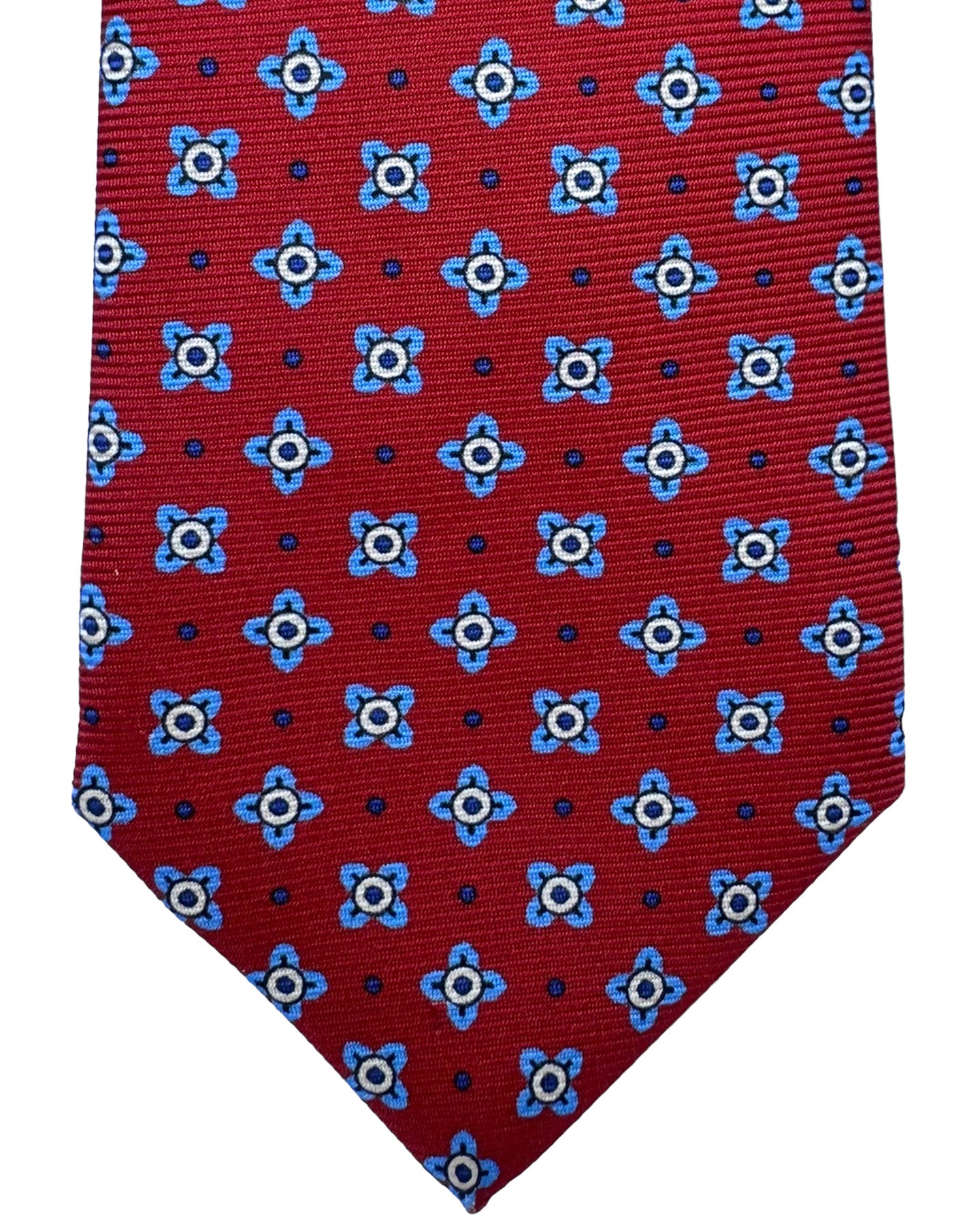 Kiton Tie Maroon Blue Geometric - Sevenfold Necktie