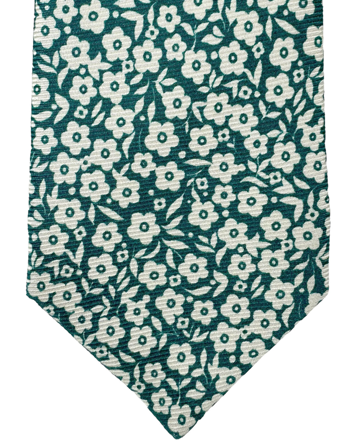 Kiton Tie White Green Floral - Sevenfold Necktie