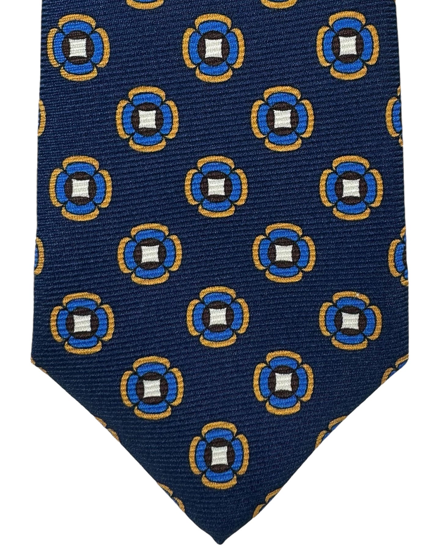 Kiton Tie Dark Blue Geometric - Sevenfold Necktie