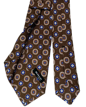 Kiton Tie Brown Geometric Floral - Sevenfold Necktie