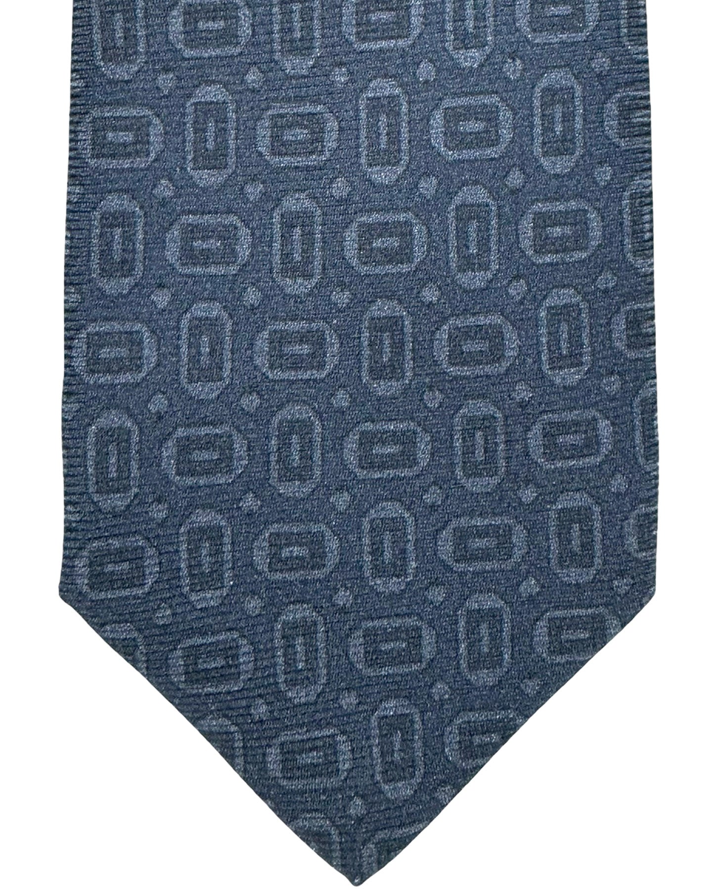 Kiton Tie Gray Black Geometric - Sevenfold Necktie 