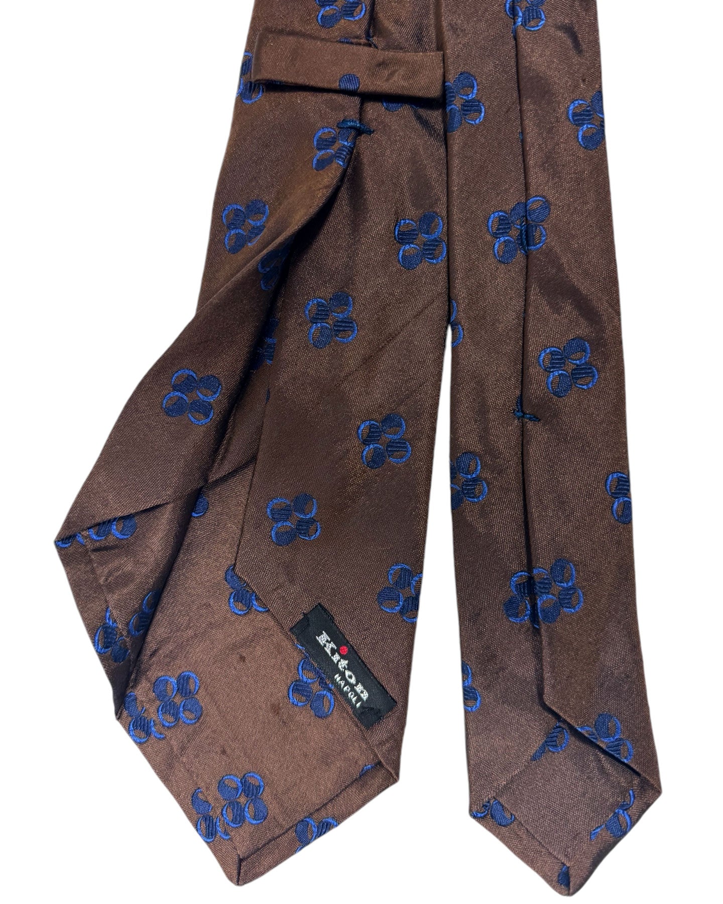 Kiton Tie Brown Navy Geometric - Sevenfold Necktie