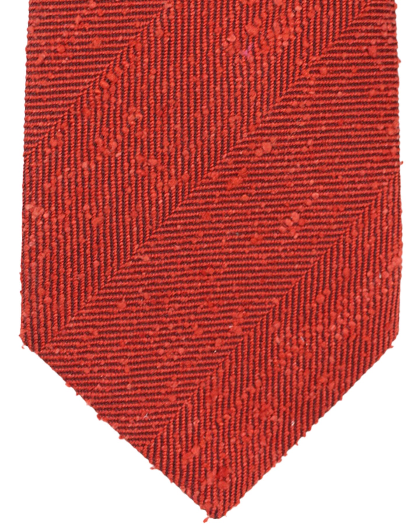 Kiton Wool Silk Tie Dark Orange Herringbone Design - Sevenfold Necktie