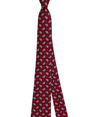 Kiton Sevenfold Tie Red Paisley