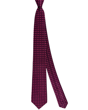 Kiton Sevenfold Tie Maroon Mini Flowers Design