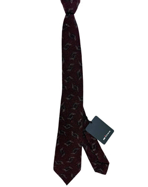 Kiton Sevenfold Tie Maroon Wool Silk